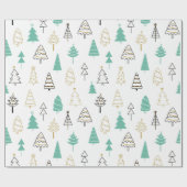 Pastel Modern Pine Trees kerstpapier Cadeaupapier (Vlak)