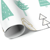 Pastel Modern Pine Trees kerstpapier Cadeaupapier (Rol Hoek)