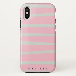 pastel modern wave strepen monogram iPhone x hoesje