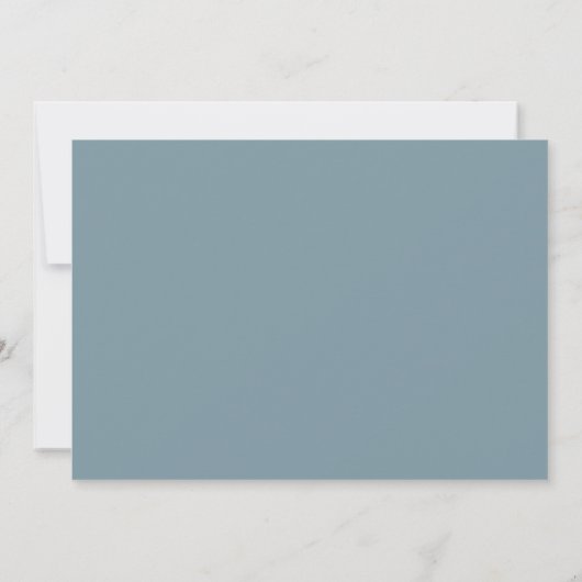 Pastel Moderne Minimalistische Slate Blue Bruiloft Kaart (Achterkant)