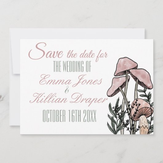 Pastel Moderne Paddenstoelen  Save The Date (Voorkant)