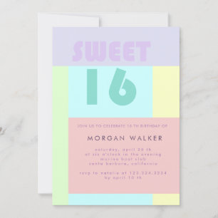 Pastel moderne Sweet sixteen Invitation d'annive
