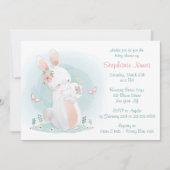 Pastel Moeder en Baby Konijn Baby shower Kaart (Voorkant)