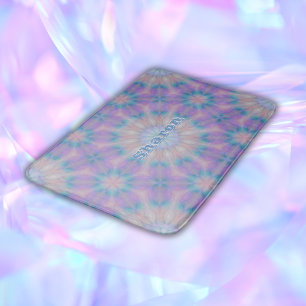 Pastel Moeder van Parel Patroon Naam Monogram   Badmat