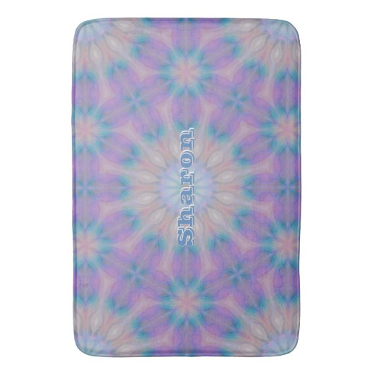 Pastel Moeder van Parel Patroon Naam Monogram | Badmat (Voorkant Verticaal)