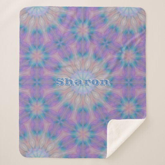 Pastel Moeder van Parel Patroon Naam Monogram | Sherpa Deken (Voorkant)