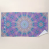 Pastel Moeder van Parel Patroon Naam Monogram | Strandlaken (Voorkant)