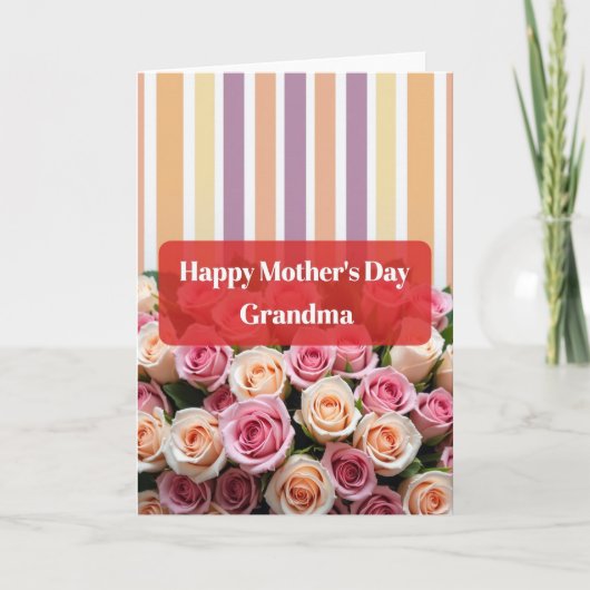 Pastel Moederdag Roos Kaart (Voorkant)