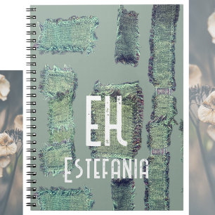 Pastel monogram abstracte salie groen olijf modern notitieboek