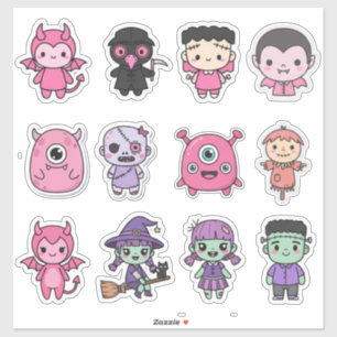 Pastel Monster Squad Sticker Set