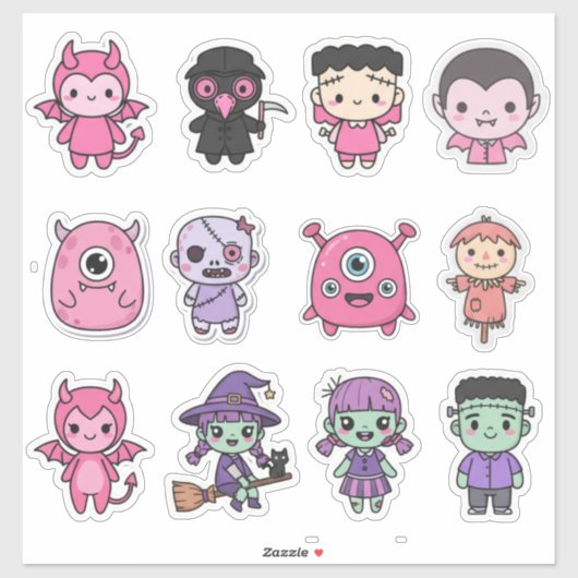Pastel Monster Squad Sticker Set (Vel)
