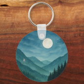 Pastel Moon tijdens Starry Mountain Night Sleutelhanger (Voorkant)