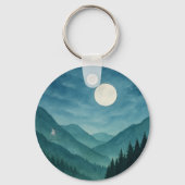 Pastel Moon tijdens Starry Mountain Night Sleutelhanger (Achterkant)