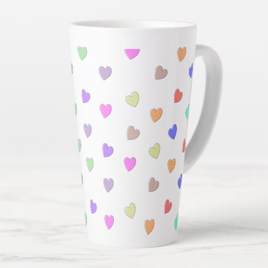 Pastel Motif en forme de coeur Mug de café (Angle droit)