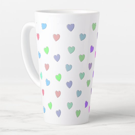Pastel Motif en forme de coeur Mug de café (Angle gauche)
