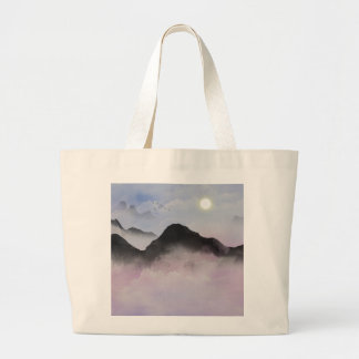 Pastel Mountain Silhouetten | Minimalistische Natu Grote Tote Bag