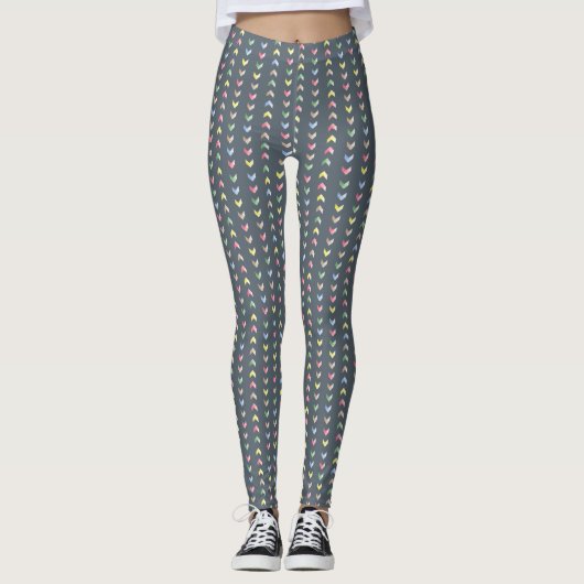Pastel Multi-color Chevron Motif Leggings (Devant)