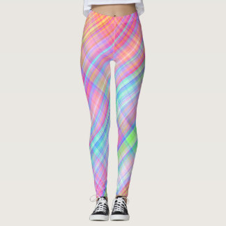 Pastel Multicolour Plaid Fabric Leggings
