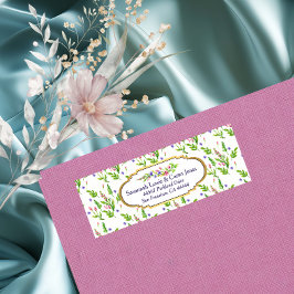Pastel Multifloral & Goud Lijst retouradres Etiket