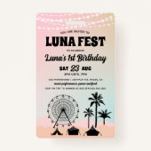Pastel Music Festival Birthday Uitnodiging Lanyard Badge (Voorkant)