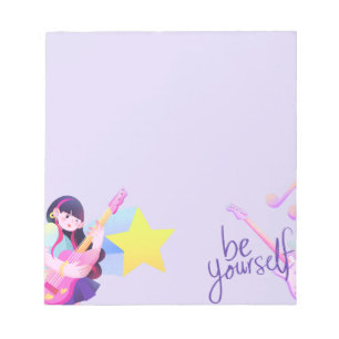 Pastel Music-Thema met Star & Schattige Girl Notitieblok