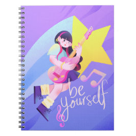 Pastel Music-Theme Hoesje met Star & Schattige Gir Notitieboek