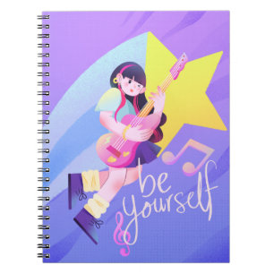 Pastel Music-Theme Hoesje met Star & Schattige Gir Notitieboek