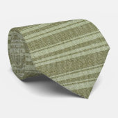 Pastel Muted Green Stripes Linen Burlap Textuur 2a Stropdas (Opgerold)