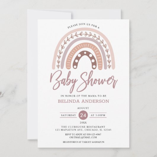 Pastel Muted Tones Boho Rainbow Baby shower Kaart (Voorkant)