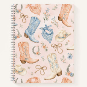 Pastel Nashville Cowgirl Laarzen Waterverf Notitieboek