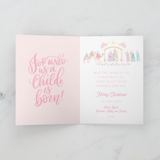 Pastel Nativity Baby Jesus in a Manger Kaart (Binnen)