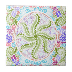 Pastel Natuur Mandala Art Tegeltje