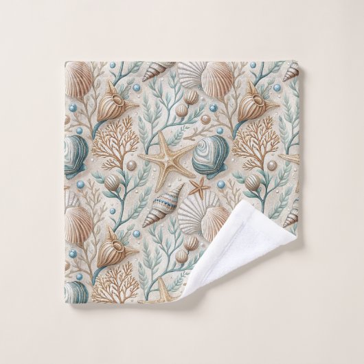 Pastel Nautical Towel Light Brown Seaside Touch (Gant de toilette)