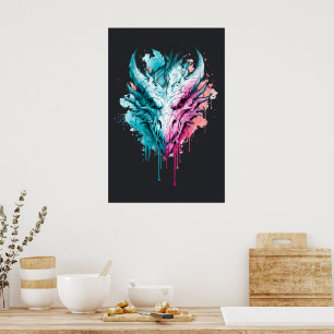 Pastel Neon Draak Spatposter Poster