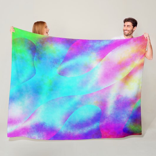 Pastel Neon Rainbow Gradient Art Fleece Deken (In situ)