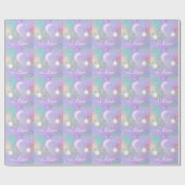Pastel night sky ggloing moon sterren cadeaupapier (Vlak)