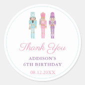 Pastel Notenkraker Ballet Verjaardagsfeest Dank u Ronde Sticker (Voorkant)