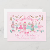 Pastel Nutcracker Ballet rose Noël Carte postale (Devant / Derrière)