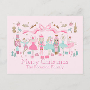 Pastel Nutcracker Ballet rose Noël Carte postale