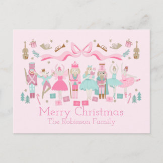 Pastel Nutcracker Ballet rose Noël Carte postale