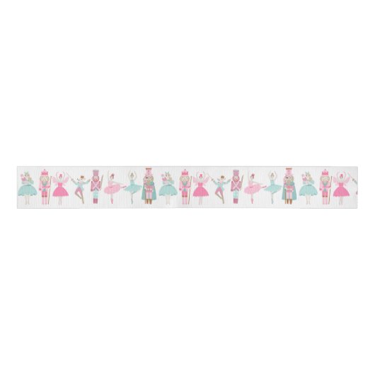 Pastel Nutcracker Ballet Roze kerstlint Grosgrain Lint (Voorkant)