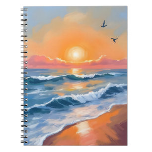 Pastel Ocea Zonsondergang Aquarel Strand Schilderi Notitieboek