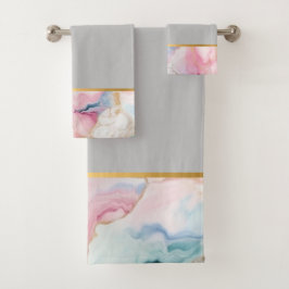 PASTEL OCEAAN MARMER GOUDEN GRIJZE BADKAMER HANDDO BAD HANDDOEK