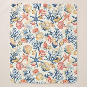 Pastel Oceaan Schelpen met Delicate Koraal Takken Sherpa Deken