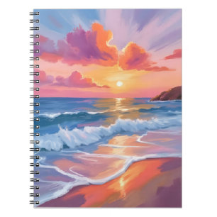 Pastel Oceaan Zonsondergang Kleurrijke Strand Sc Notitieboek