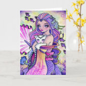 Pastel Ocean Fantasy - blanco kaart (Gele Bloem)