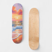Pastel Ocean Sunset | Kleurrijke Beach Painting Skateboard (Voorkant)
