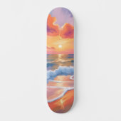 Pastel Ocean Sunset | Kleurrijke Beach Painting Skateboard (Voorkant)