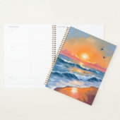 Pastel Ocean Sunset Watercolor Beach Painting (Devant avec enveloppe)