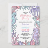 Pastel Ocean Theme Zee Life Birthday Uitnodiging (Voorkant)